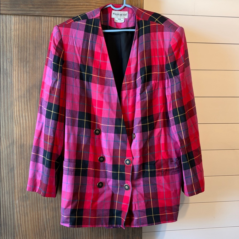 VINTAGE John Meyer pink plaid blazer size 20W